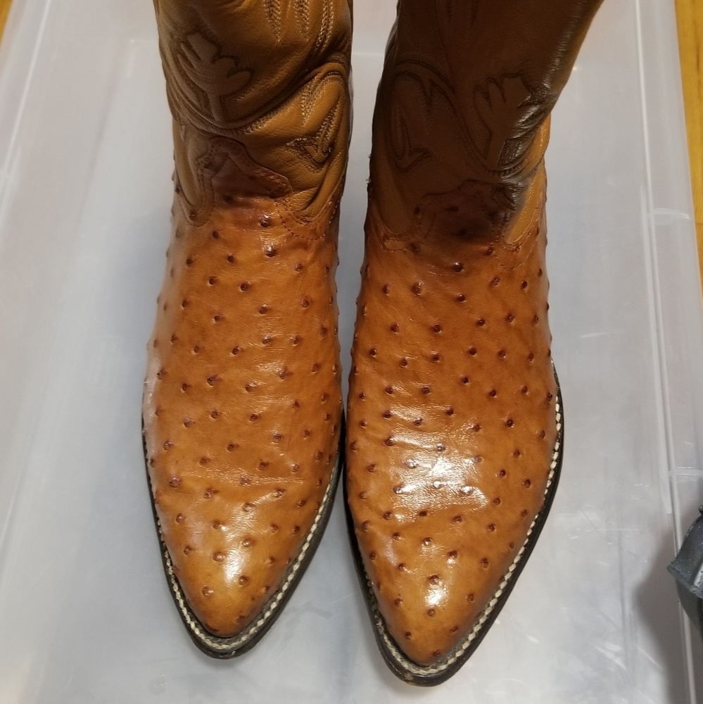 J. Chisholm Ostrich Cowboy Boots Womens 10M